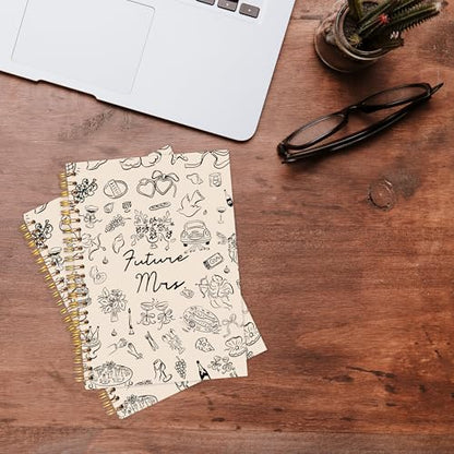 KAOWT Wedding Spiral Notebook, Wedding Engagement Journal Notebook, Future Mrs Notebooks Engagement Bride Office Supplies Gifts for Women, 5.5x8.3 Inch - color: wedding