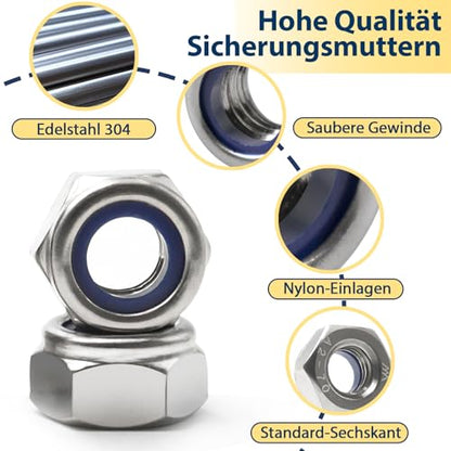 M3-0.5 Lock Nut, 230Pcs Stainless Steel Nylock Insert Locking Nut - size: M3-0.5, 230 Pack