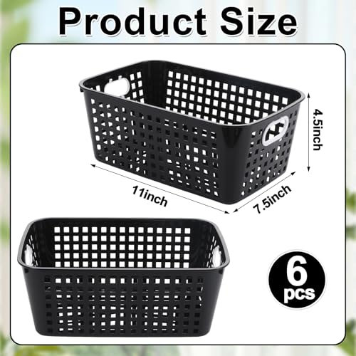 gisgfim 6 Pack Medium Plastic Book Baskets 11 × 7.5 × 4.5 inches Classroom Storage Baskets for Papers Book Storage Plastic Baskets Versatile Storage Solution for Classroom HOM and Office (Black) - color: Black