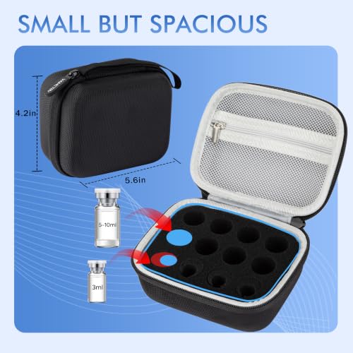 Peptide Case for Fridge, 12 Slots Insulin Vial Protector Organizer Bag, Peptide Vial Storage Case for 1ml 3ml 5ml 10ml Vials, Diabetes Insulin Carrying Case - size: Black-12 Slots