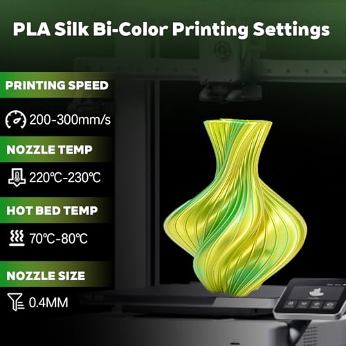 Silk Dual Color Gold Green PLA 1.75mm 1kg Shiny 3D Printer Filament FDM AMS - color: A_pla-2ssc-09 Silk Gold+green