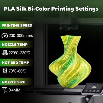 Silk Dual Color Gold Green PLA 1.75mm 1kg Shiny 3D Printer Filament FDM AMS - color: A_pla-2ssc-09 Silk Gold+green