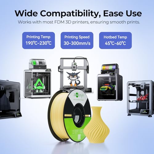 Soleyin PLA Filament 1.75mm 4KG, 3D Printer Filament 4 Pack 1kg Spool, Neatly Wound, ±0.02mm Accuracy, High-Speed & Strong Toughness, No Warping, Fits Most FDM Printers (Black & White & Gray & Blue) - color: 4*1kg Black & White & Gray & Blue, size: Pla