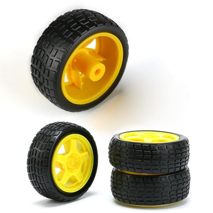 8 Pack TT Motor Wheels Replacement Smart Car Robot Wheel Tyres 1:48 Model Gear Spare Parts for Gearbox RC Chasis Arduino DIY Kit Remote Control Cars Rubber Tire