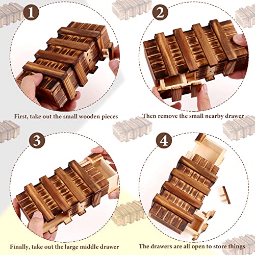 Puzzle Box 6 Pack Wooden Secret Puzzle Box with Hidden Compartment 3D Brain Teaser Magic Drawers Secret Magic Box Wooden Box Puzzle Case Difficult Puzz-l-e-s Box Gift Card for Adults and Kids - color: 6 Pieces