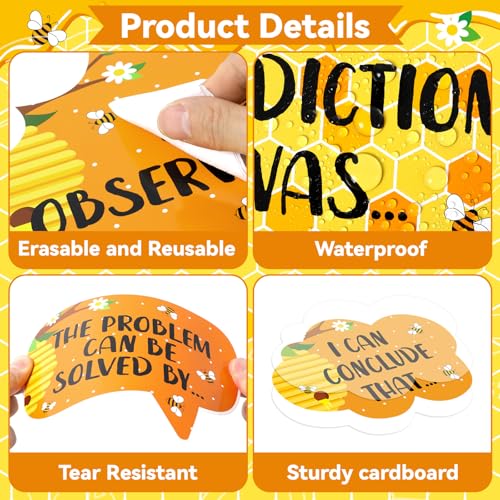 Bee Science Bulletin Board Set Bee Classroom Decorations Science Talk Bulletin Board Decorations Educational Paper Cutouts for Elementary Middle School Wall Decor Back to School Teacher Supplies - style: Bee