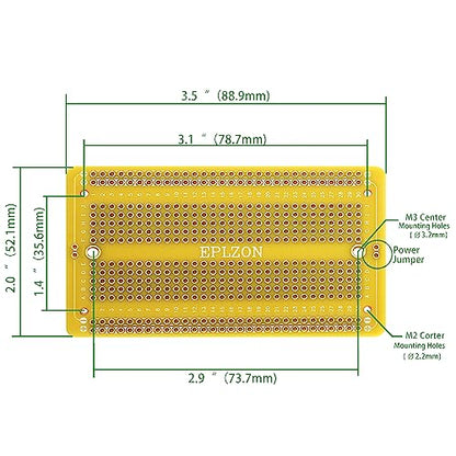 Solderable Breadboard PCB Board Gold-Plated Solder Breadboard for DIY Electronics Projects Apply to Arduino Soldering Projects 3.5"x2.05" (5 Pack + 2 Mini Board, Yellow) - color: Yellow