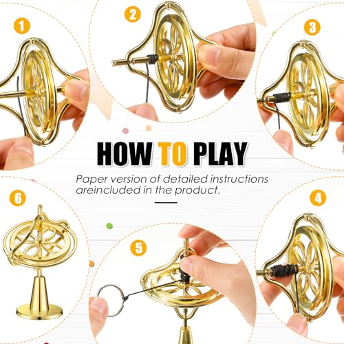 meekoo 2 Pcs Gyroscope Toys, Metal Anti Gravity Top, Gold - style: Gold