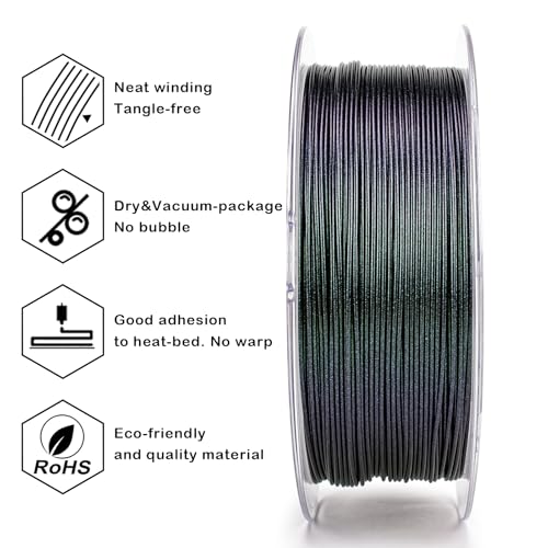 ZIRO Glitter PLA Filament 1.75mm, Chameleon Series, Fir Green Luster - color: Fir Green Luster