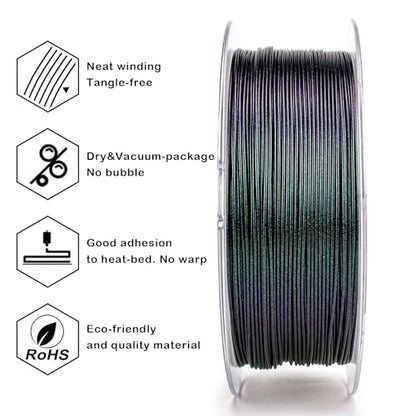 ZIRO Glitter PLA Filament 1.75mm, Chameleon Series, Fir Green Luster - color: Fir Green Luster