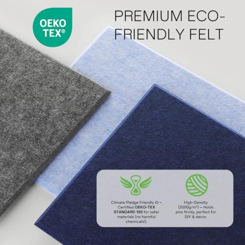 MaxGear Felt Bulletin Board 36" x 24", Light Blue Felt Wall Tiles Push Pins - color: Light Blue, size: 36" x 24"
