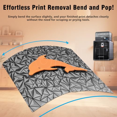 JUUPINE Kobra S1 Combo Kobra X Kobra 4 Build Plate 264x276MM Double Sided Smooth Board Heated Bed Spring Steel Flexible Platform for Anycubic Kobra S1/Kobra X/4/KX/Kobra S1 ACE Pro(PEO+Flake) - color: Big PEO+Flake