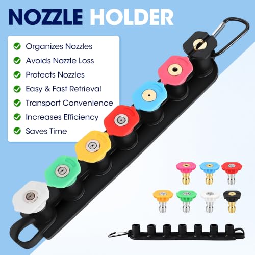 Pressure Washer Tips, Set of 7 Pressure Washer Nozzle Tips with Nozzle Holder, 1/4 Inch Quick Connect, 4000 PSI