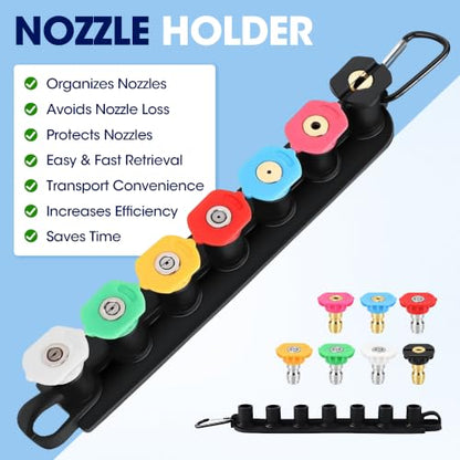 Pressure Washer Tips, Set of 7 Pressure Washer Nozzle Tips with Nozzle Holder, 1/4 Inch Quick Connect, 4000 PSI