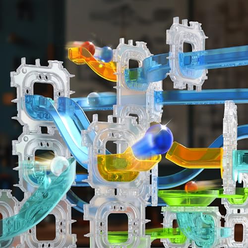 Discovery Marble Run Race Track – 58-Piece Marble Maze Construction Set| 6 Marbles| STEM Learning Activity| Sensory Toy Building Kit| Educational Physics & Engineering Toy for Kids Ages 6+