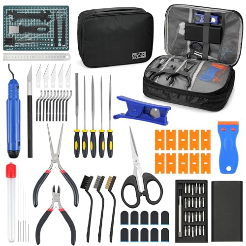 80-in-1 3D Printer Tools Kit with Cutting Mat, Storage Bag, Nozzle Cleaner, Deburring Tool, Tweezers, Pliers, Scrapers, Blades – Complete Accessories Set for FDM/SLA 3D Print Cleaning & Finishing
