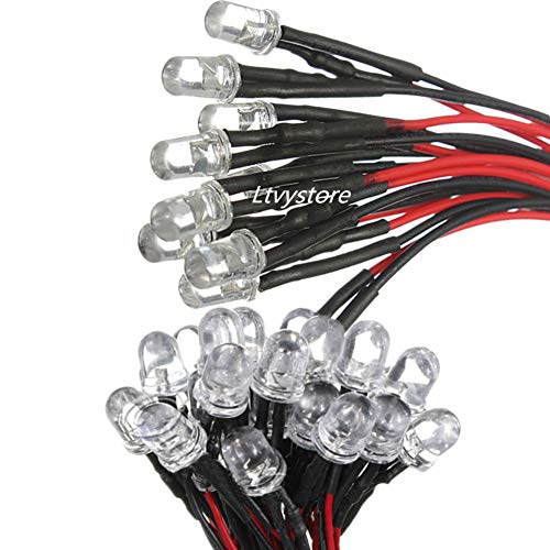 80Pcs 5MM 5V 8Colors LED Pre Wired Prewired Lamp Light Bulb Prewired Emitting Diode +80Pcs Black 5MM LED Plastic Clip Holder Display Panel - size: 5mm