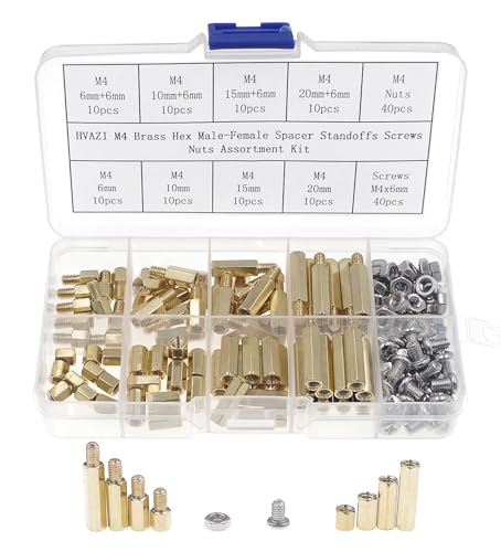 160PCS M4 Brass Male-Female Hex Standoffs Kit w/ 304 SS Screws & Nuts - size: M4