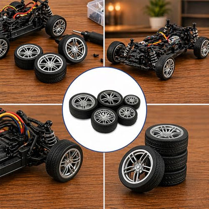 10PCS Toy Car Wheels 28mm Rubber Tire Wheels with Metal Shaft for RC Car Truck DIY Model Toy Wheel Replacement Accessories (2.5x28mm) - style: 2.5x28mm