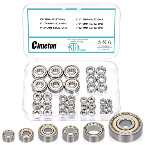 36PCS 623zz 624zz 627zz 685zz 687zz 693zz High Carbon Steel Deep Groove Bearings Double Sealed Carbon Steel Bearings Double Shield Deep Groove Bearings for VORON Printer - size: Mixed Sizes-36PCS, style: High Carbon Steel