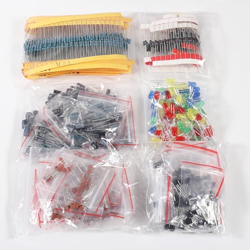 1400PCS Basic Electronics Component Assortment Kit Resistors Transistor Component Ceramic Capacitor Electrolytic Capacitor LED Diode,Common Diodes for Arduino DIY Projects