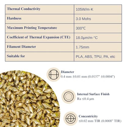 MK8 Brass 3D Printer Nozzle Kit, 0.4mm, 30 Pack