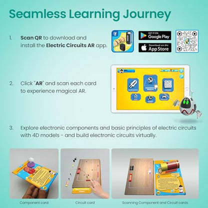STEM Circuits Learning Kit for Kids | Hands-On Electronics Projects with Augmented Reality Educational Flashcards | Homeschool & Classroom Science Activity with Learning App
