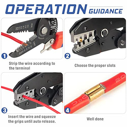 500pcs U Shape Copper Crimp Terminal Connectors Kit, Non-Insulated Cable Wire Spade Electric Butt Connector Assortment Kit (WKS-500U)