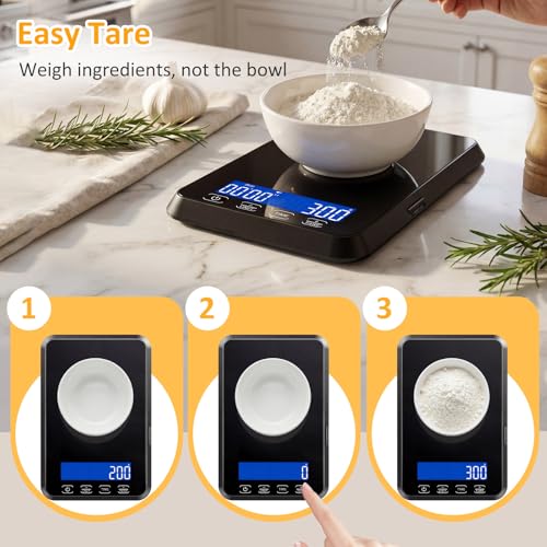 Kitchen Scale, 33 lb Food Scale for Baking & Cooking - color: Black