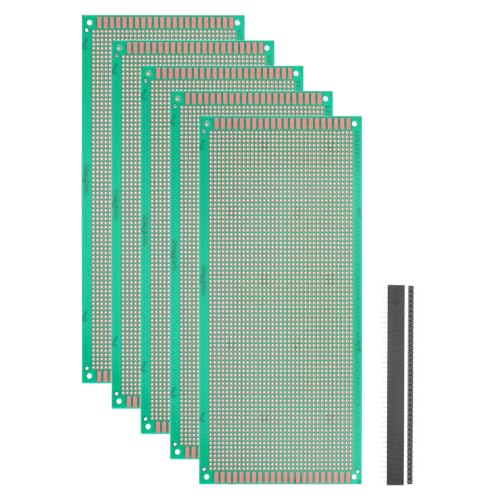 5Pcs 22x10cm PCB Prototype Board w 40-Pin Headers, Green - size: 22x10cm(2.54mm Pitch/1.5mm T)