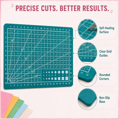 Green A5 Self-Healing Cutting Mat, Non-Slip Craft Board for DIY Projects - color: Green-A5