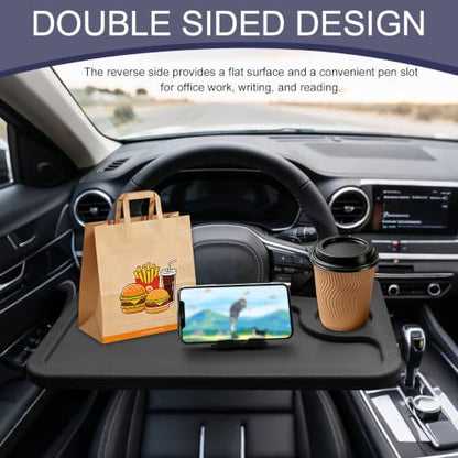 Car Steering Wheel Desk, 2-in-1 Car Food Tray