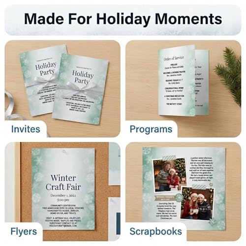 PaperDirect Frosted Snowflake Elegance Papers, Winter Stationery with Detailed Snowflakes and Frosted Center, 8.5 x 11, Acid-Free, Ideal for Scrapbooks, Invitations, Flyers, Cards, 25 Sheets