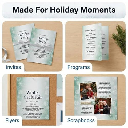 PaperDirect Frosted Snowflake Elegance Papers, Winter Stationery with Detailed Snowflakes and Frosted Center, 8.5 x 11, Acid-Free, Ideal for Scrapbooks, Invitations, Flyers, Cards, 25 Sheets