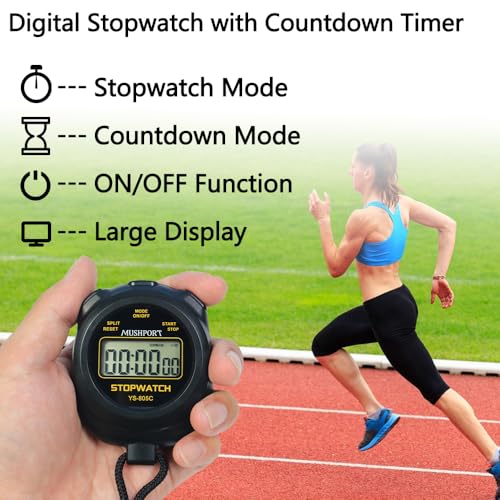 2 Pack Stopwatch Sport Timer, Simple Stop-Watch - color: Black