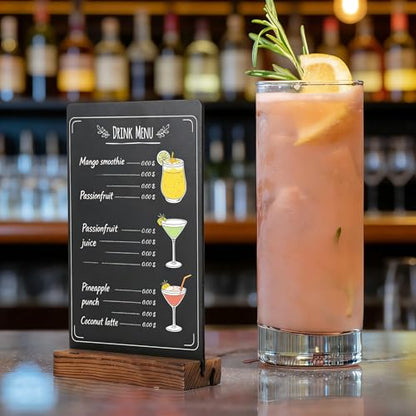 7.9x5.1 Desktop Chalkboard Sign with Wood Base, Message Board Menu Board Chalkboard for Shop Wedding Kitchen Home Party (3 Pack 7.9x5.1) - size: 3 Pack 7.9"W x 5.1"H