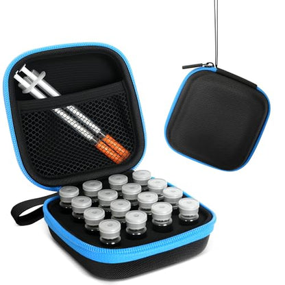 16 Slots 3ml Peptide Case, Insulin Vial Holder, Peptide Storage Case for Fridge and Travel, Fits 1ml 3ml Standard Vials, Diabetic Supplies (Case Only) - size: 16 Slots