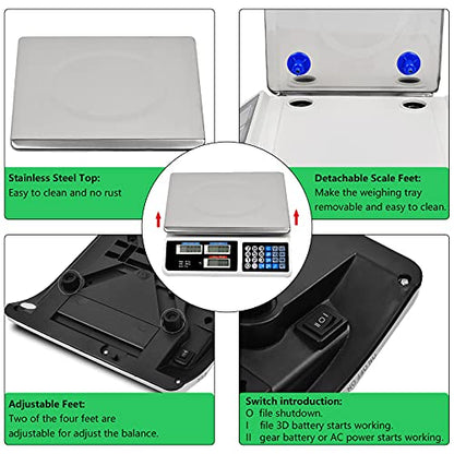 C-CHAIN 88LB Digital Price Scale Electronic Price Computing Scale LCD Digital Commercial Food Meat Weight Scale, Upgraded Version