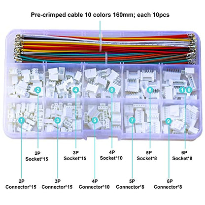 JST Connector Kit 2.0mm Pitch JST-HY 2.0 Female Connector with Premium 22AWG Pre-Crimped Cables,HY 2.0mm with Lock Connector 2/3/4/5/6 Pin Female Housing (HY-MM-Kit) - size: JST-2.0MM-HY