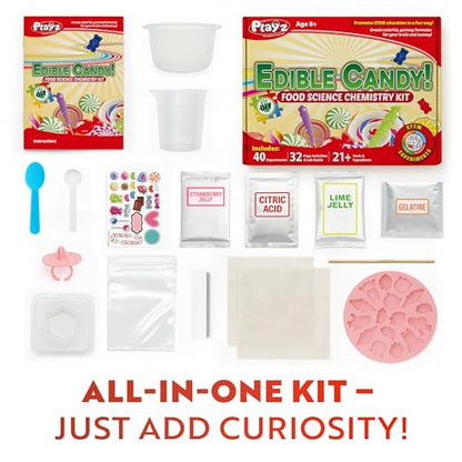 Playz Edible Candy Making Kit for Kids Age 8-12 Years Old with 40+ Fun - style: Edible Candy