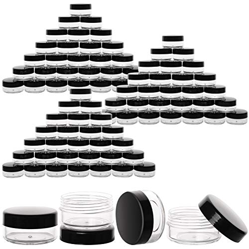 100 Count 10g Small Sample Containers with Lids Plastic Jar Cosmetic Jars Empty Makeup Jars Lip Balm Containers - Black - color: Black, size: 10g (100 Count)