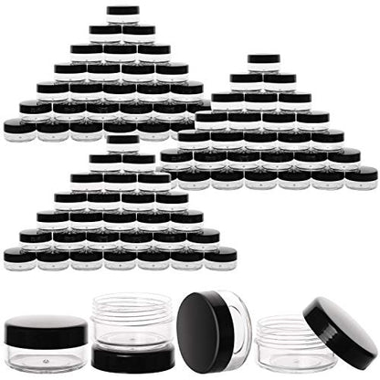 100 Count 10g Small Sample Containers with Lids Plastic Jar Cosmetic Jars Empty Makeup Jars Lip Balm Containers - Black - color: Black, size: 10g (100 Count)
