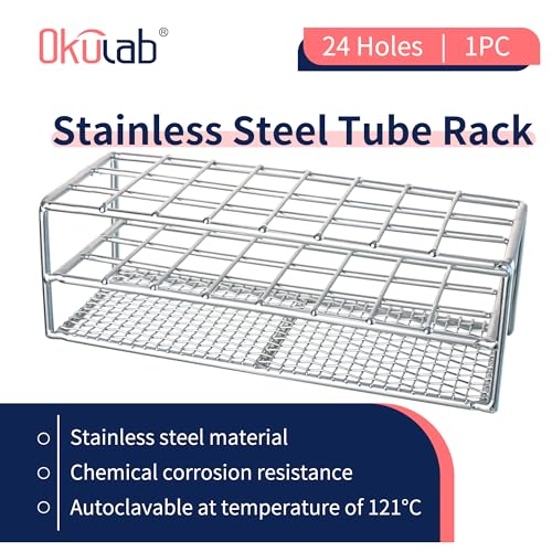 Test Tube Rack, 24 Holes Stainless Steel Test Tube Racks, Suitable for Tubes of Dia.≤25mm, Round Holes Test Tube Holder, for Classroom, Lab,TTRS2425A1 - size: 24 Holes,for Tubes of Dia.≤25mm