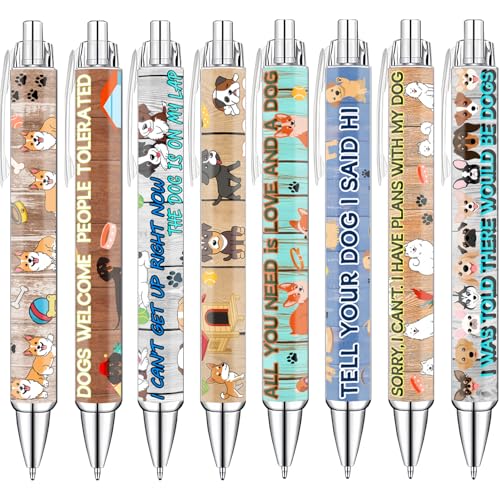 Idealmuzik Dog Pens for Dog Lovers – Cute Ballpoint Pen Set for Kids, Teens, and Adults – Fun Stationery Gift for Journaling, Writing, or School – Thanksgiving Christmas New Year Gifts, 8 Pack - color: Dog
