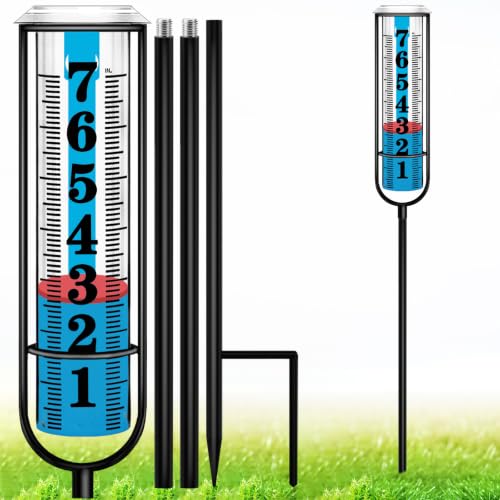 Rain Gauge outdoor, Upgraded Accurate Rain Gauges Outdoors best rated, Freeze Proof Thickened Transparent Plastic Rain Measure Gauge for Yard, Adjustable Height Large Rain Measuring Tool for Garden - color: 4-Section Rain Gauge 2