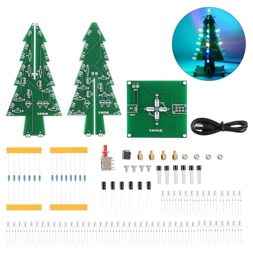MiOYOOW LED Christmas Tree Soldering Kit, Colorful RGB Flashing Christmas Soldering Project 3D Xmas Tree DIY Soldering Practice Kit for STEM Education and Christmas Decoration Present - color: Xmas Tree Kit