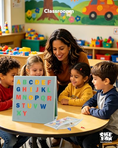 CHEFAN Felt Board for Toddlers, Foldable Flannel Board for Classroom - size: Felt Board with Pieces