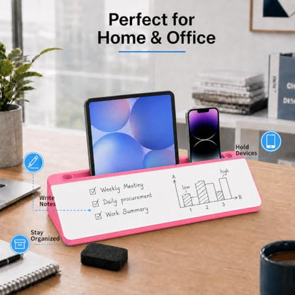 Glass Desktop Whiteboard,Dry Erase Board Buddy Keyboard Stand - color: Pink