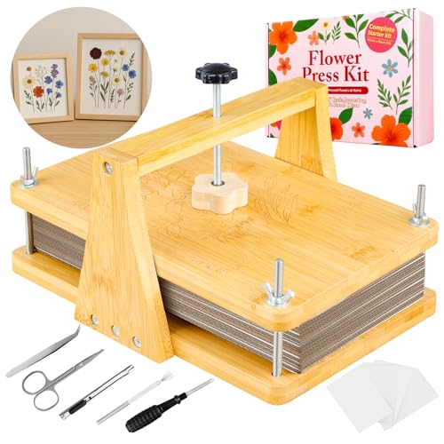 MeRGBWLife Large Bamboo Flower Press Kit – 6 Layers, 11"x7" Even Pressure Plant Press for Adults, DIY Flower & Leaf Preservation for Arts, Crafts, and Dried Plant Projects - size: 11"x7"