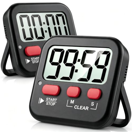 Antonki 2 Pack Digital Timer for Kids Classroom Kitchen Timers for Cooking - color: New Black